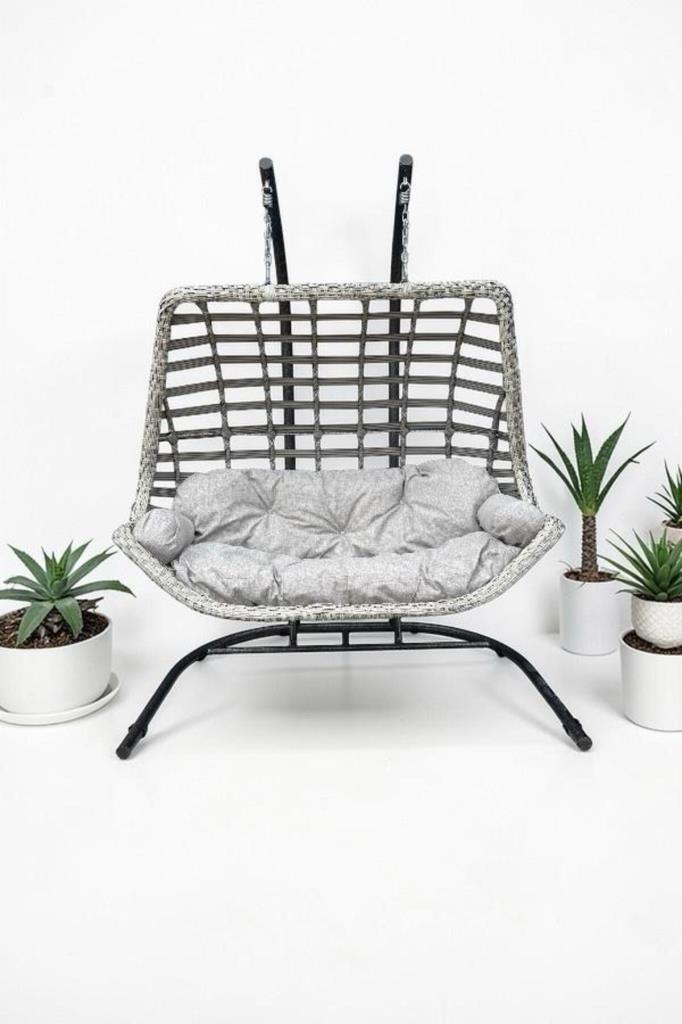 Cunda Bahçe ve Balkon Salıncağı Çift Kişilik Antrasit