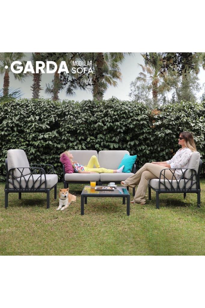 Garda Modüler Sofa Bahçe Oturma Grubu 2'li Set Antrasit