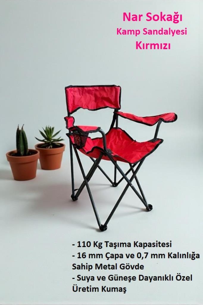 Kamp Sandalyesi Piknik, Plaj, Bahçe ve Balkon Sandalyesi Kırmızı
