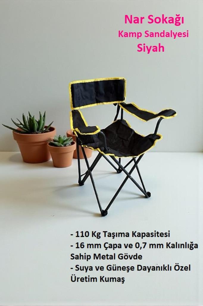 Kamp Sandalyesi Piknik, Plaj, Bahçe ve Balkon Sandalyesi Siyah