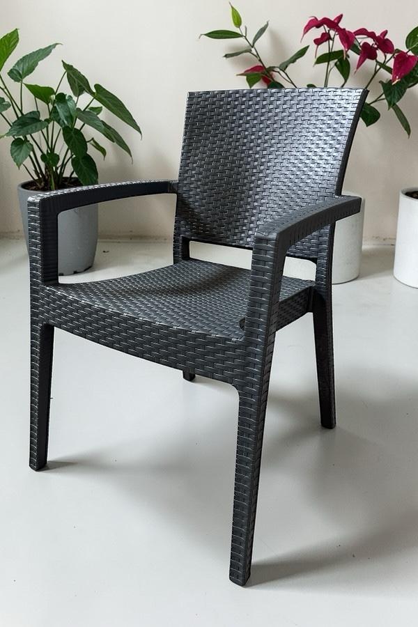 Karizma Rattan Kollu Sandalye Koltuk Antrasit