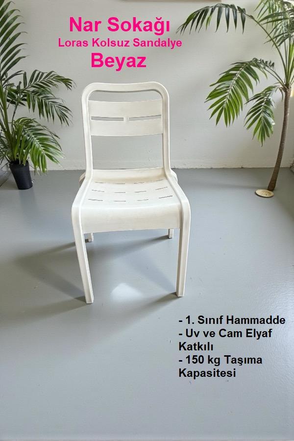 Loras Kolsuz Sandalye Bahçe, Balkon ve Cafe Sandalyesi Beyaz
