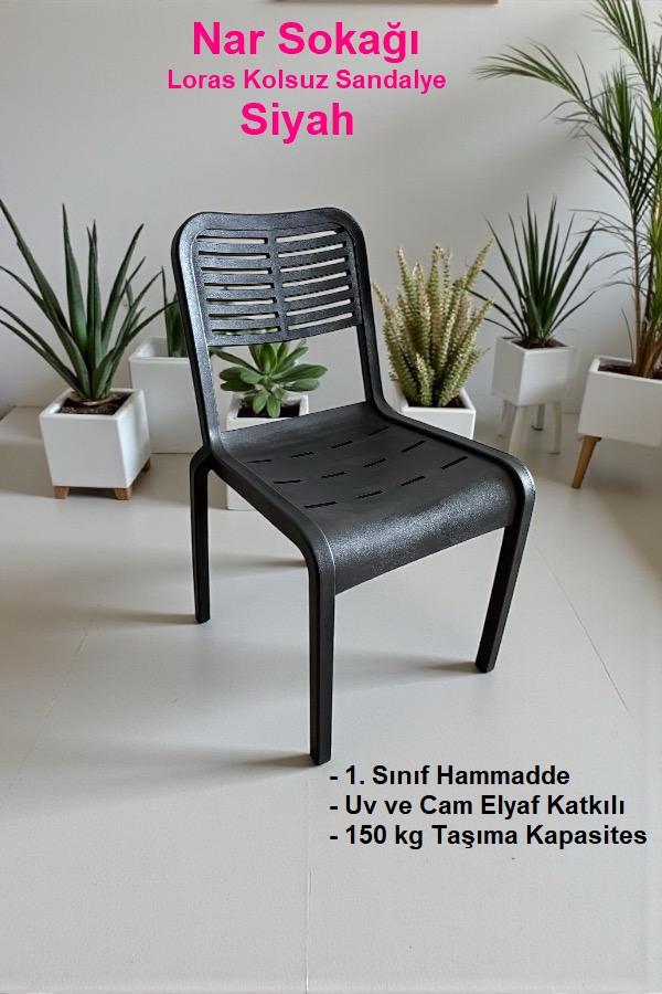 Loras Kolsuz Sandalye Bahçe, Balkon ve Cafe Sandalyesi Siyah