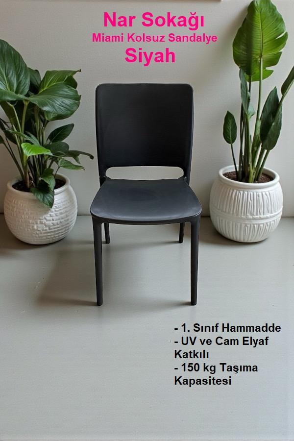 Miami Kolsuz Sandalye Bahçe, Balkon ve Cafe Sandalyesi Siyah