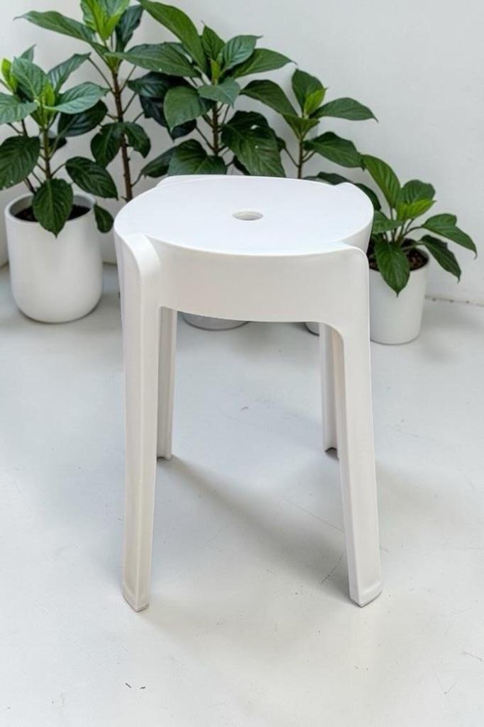 Premium Özel Üretim Plastik Tabure Beyaz