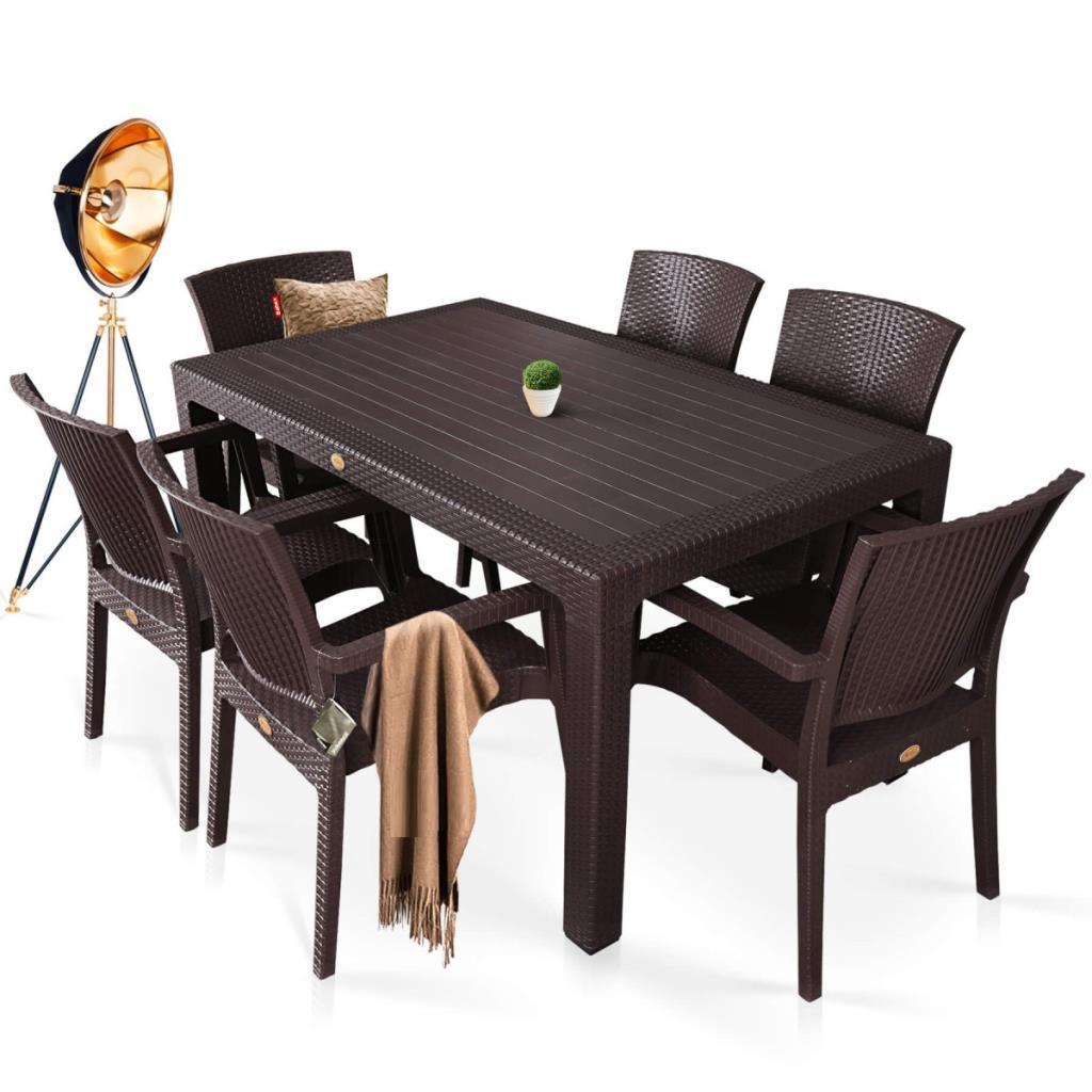 Zeugma Kahve 90x150 Cm Camsız Rattan Bahçe Balkon Masa Takımı