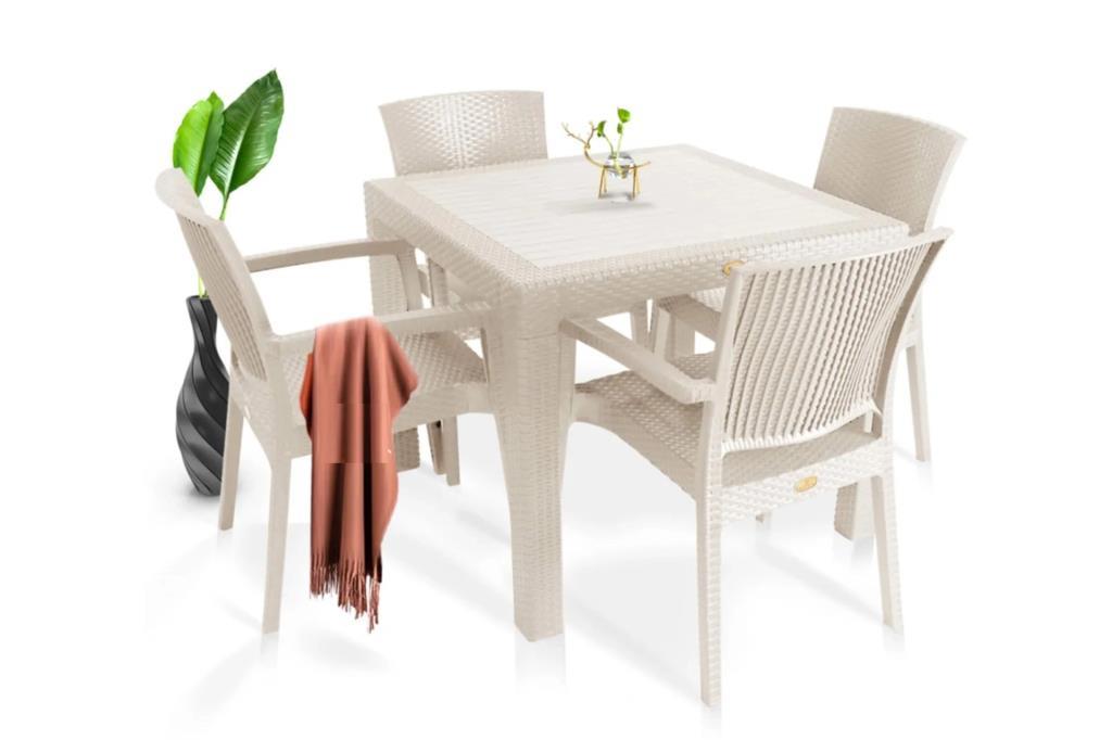 Zeugma Kapiçino 90x90 Cm Camsız Rattan Bahçe Balkon Masa Takımı