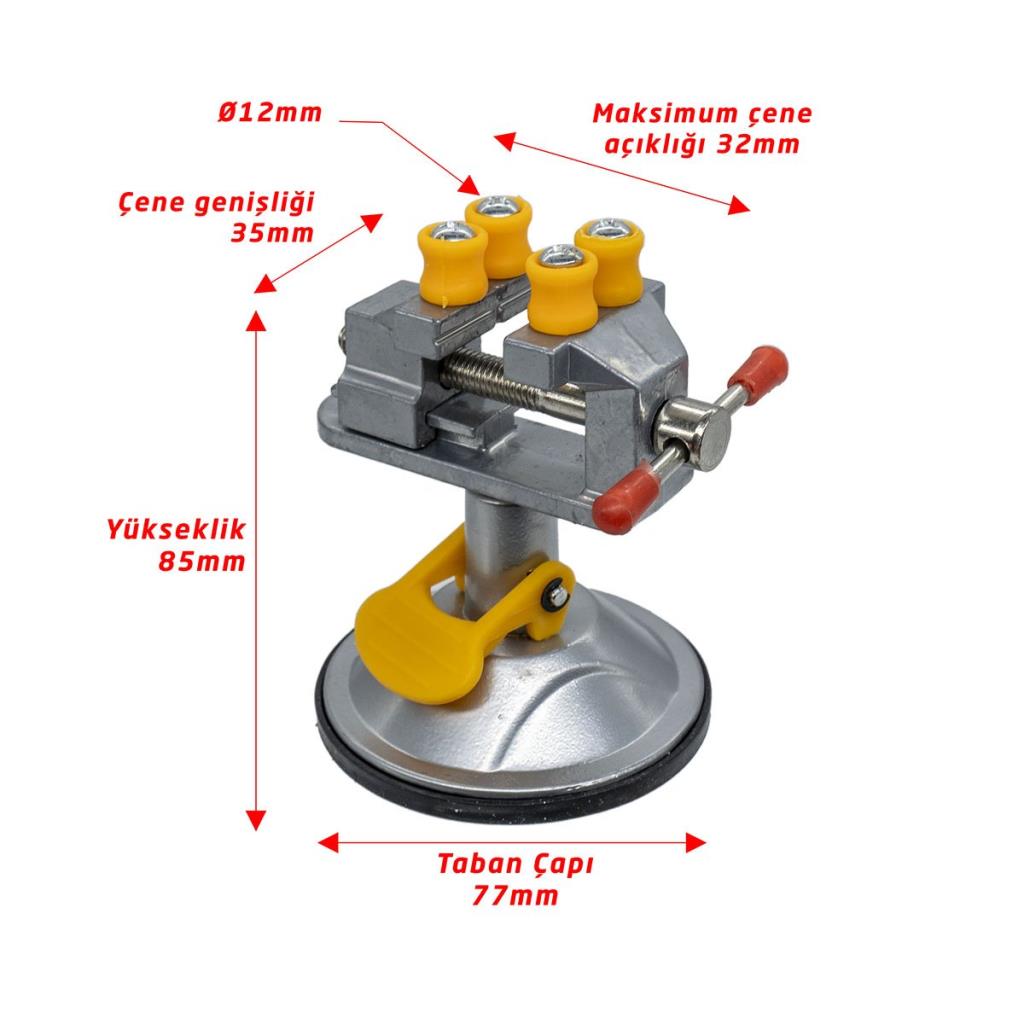 5314 Alüminyum Döner Kafalı Vantuz Taban Mini Mengene nasıl kullanılır