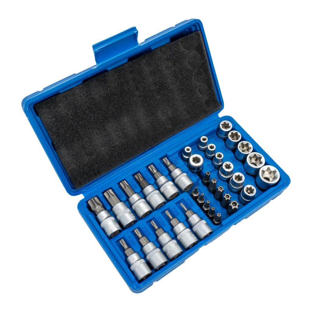 5529 3/8'' - 1/4'' İç-Dış Torx Bits Uçlu Lokma Anahtar Takımı 34 Parça fiyatı