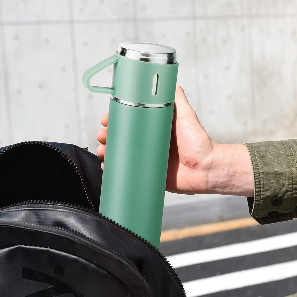 6004 Kupa Bardaklı Paslanmaz Çelik Termos Seti 500 ml - Yeşil ne işe yarar
