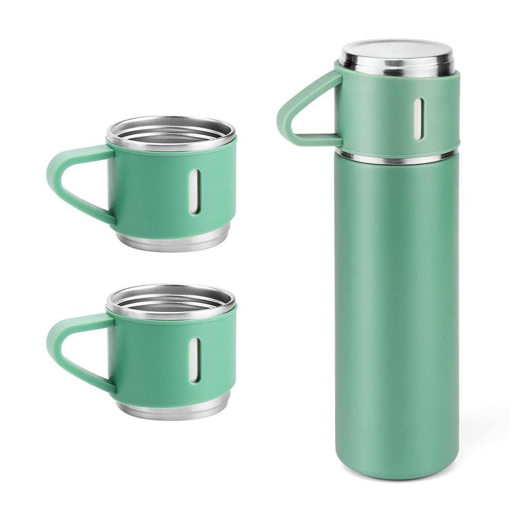 6004 Kupa Bardaklı Paslanmaz Çelik Termos Seti 500 ml - Yeşil fiyatı