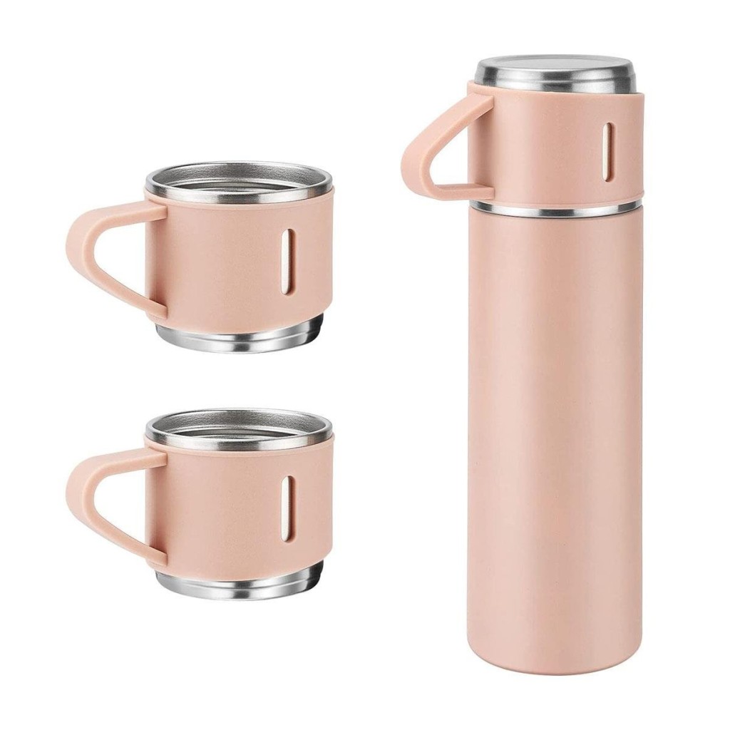 6006 Kupa Bardaklı Paslanmaz Çelik Termos Seti 500 ml - Pembe fiyatı