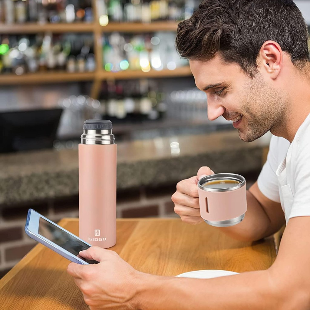 6006 Kupa Bardaklı Paslanmaz Çelik Termos Seti 500 ml - Pembe ne işe yarar