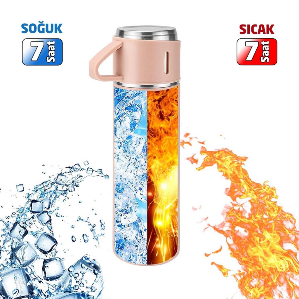 6006 Kupa Bardaklı Paslanmaz Çelik Termos Seti 500 ml - Pembe nereden bulurum