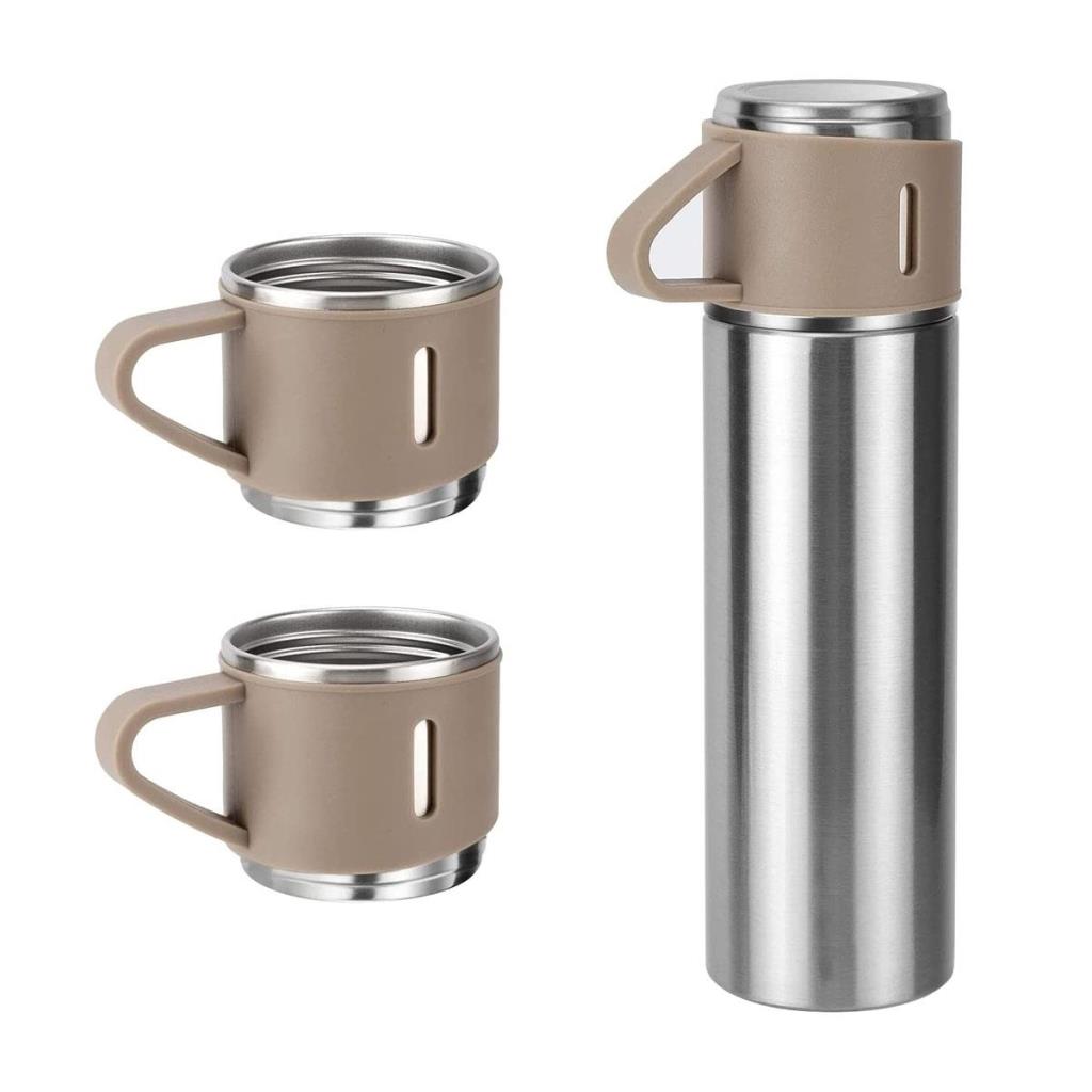 6007 Kupa Bardaklı Paslanmaz Çelik Termos Seti 500 ml - Kahverengi fiyatı