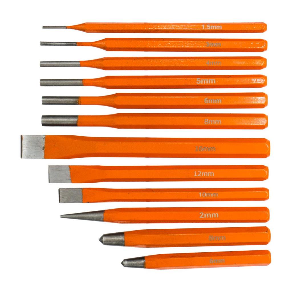 6016 Düz Konik Pim Zımba Keski Takımı 12 Parça ne işe yarar