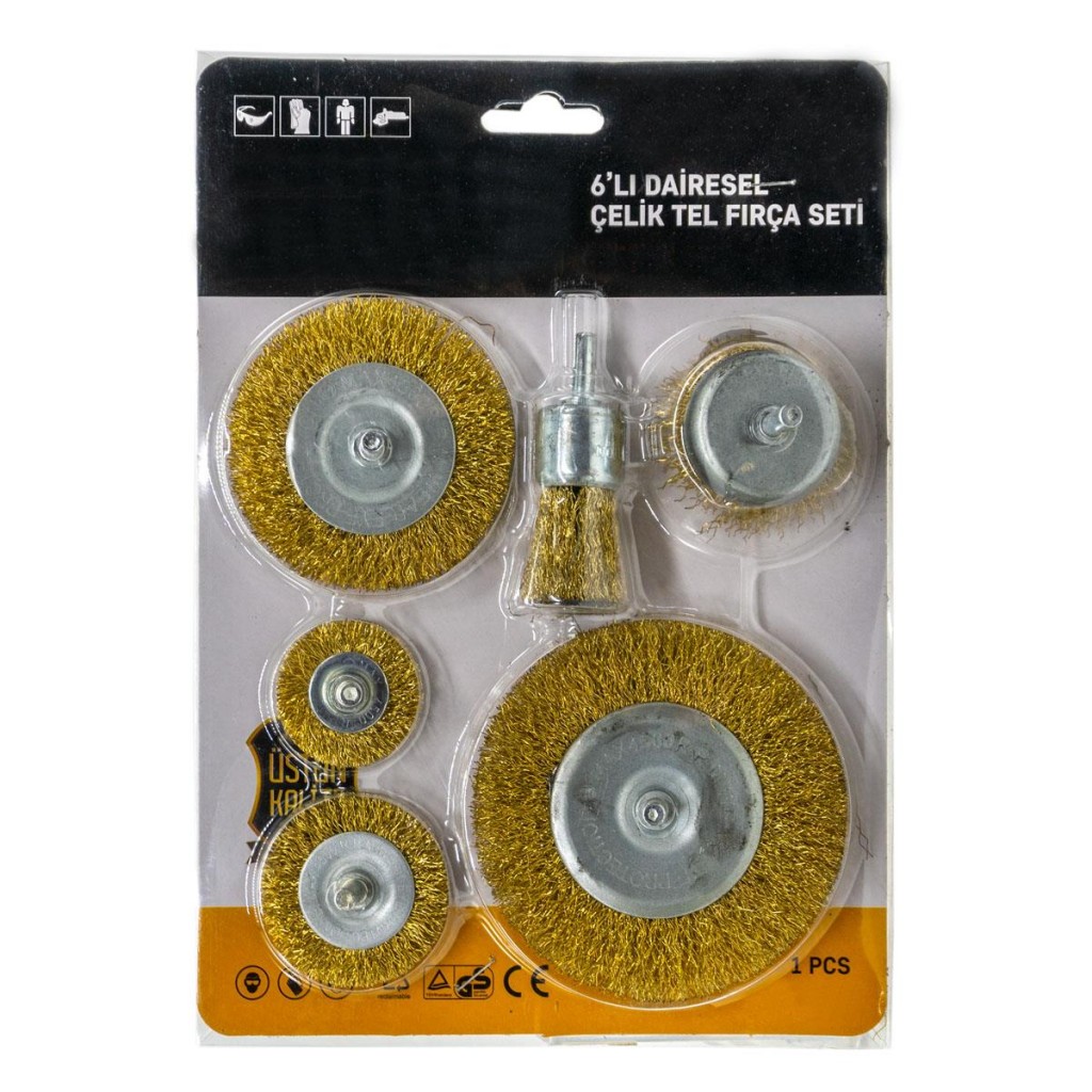 6057 Pimli Dairesel Çelik Tel Fırça Seti 6 Parça ne işe yarar