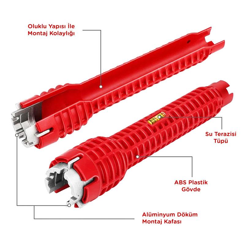 6116 Çok Fonksiyonlu Musluk Lavabo Batarya Montaj Anahtarı (5in1) nasıl kullanılır
