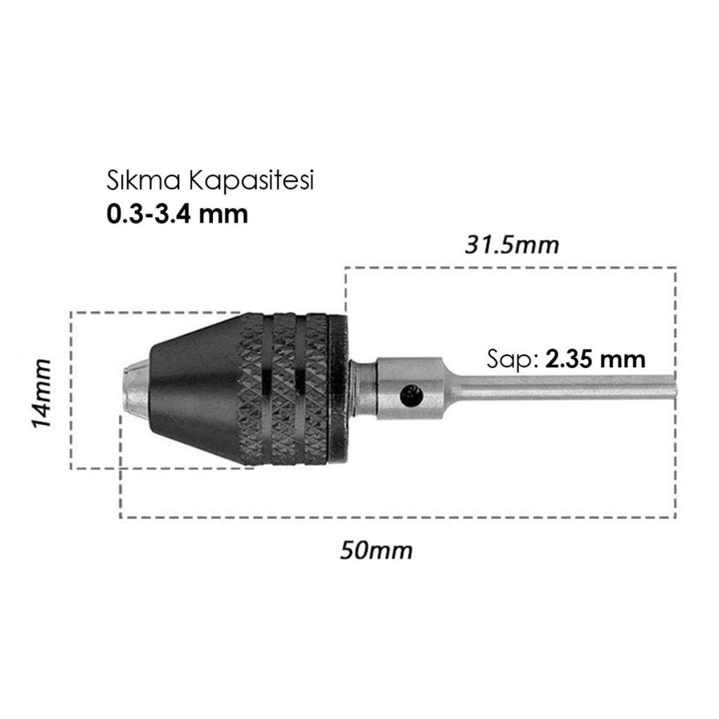 6164 Silindir Saplı Otomatik Mini Mandren 0.3-3.4 mm (Sap 2.35 mm) ne işe yarar