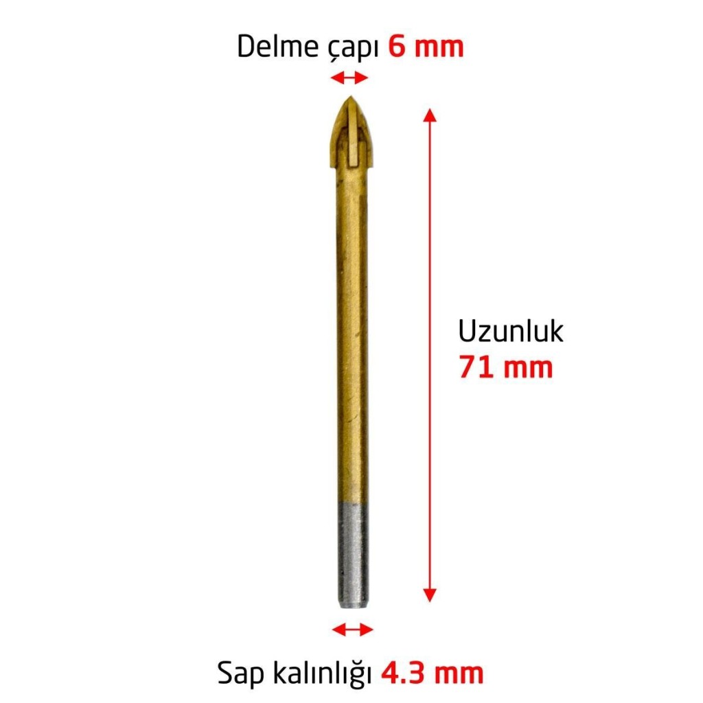 6172 Ok Tipi 4 Elmaslı Cam Fayans Delme Matkap Ucu 6 mm ne işe yarar