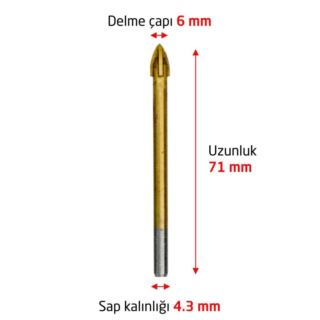 6172 Ok Tipi 4 Elmaslı Cam Fayans Delme Matkap Ucu 6 mm ne işe yarar