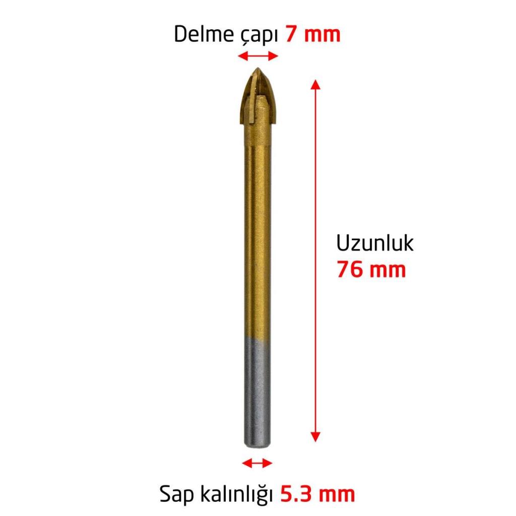 6173 Ok Tipi 4 Elmaslı Cam Fayans Delme Matkap Ucu 7 mm ne işe yarar