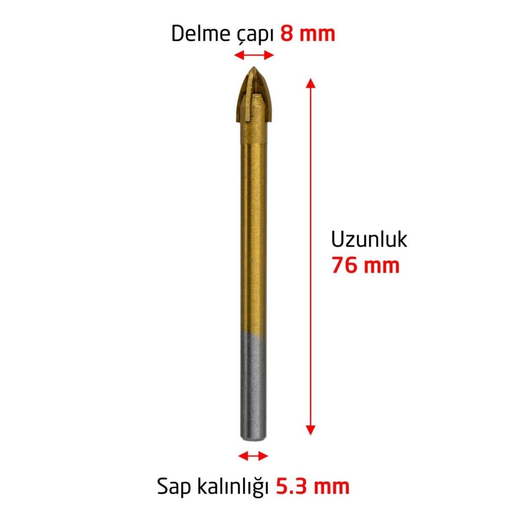 6174 Ok Tipi 4 Elmaslı Cam Fayans Delme Matkap Ucu 8 mm ne işe yarar