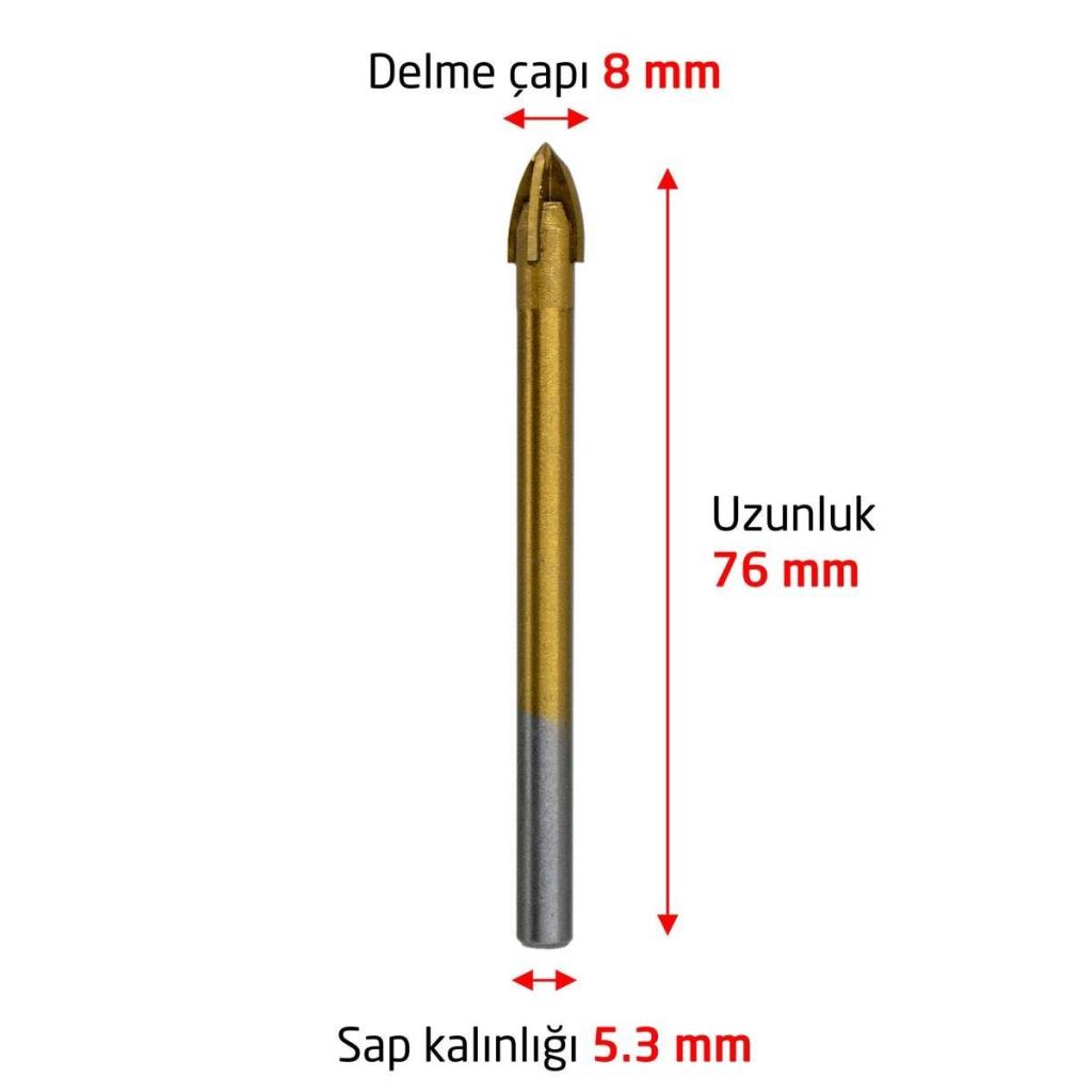 6174 Ok Tipi 4 Elmaslı Cam Fayans Delme Matkap Ucu 8 mm ne işe yarar