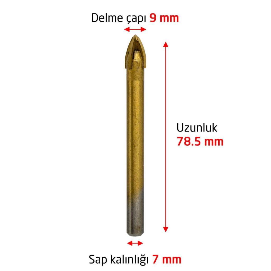 6175 Ok Tipi 4 Elmaslı Cam Fayans Delme Matkap Ucu 9 mm ne işe yarar