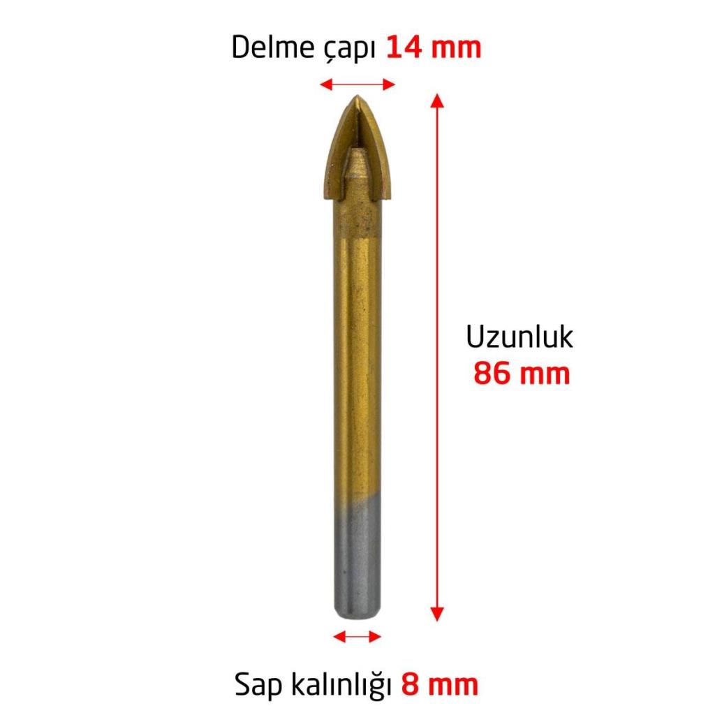 6178 Ok Tipi 4 Elmaslı Cam Fayans Delme Matkap Ucu 14 mm ne işe yarar