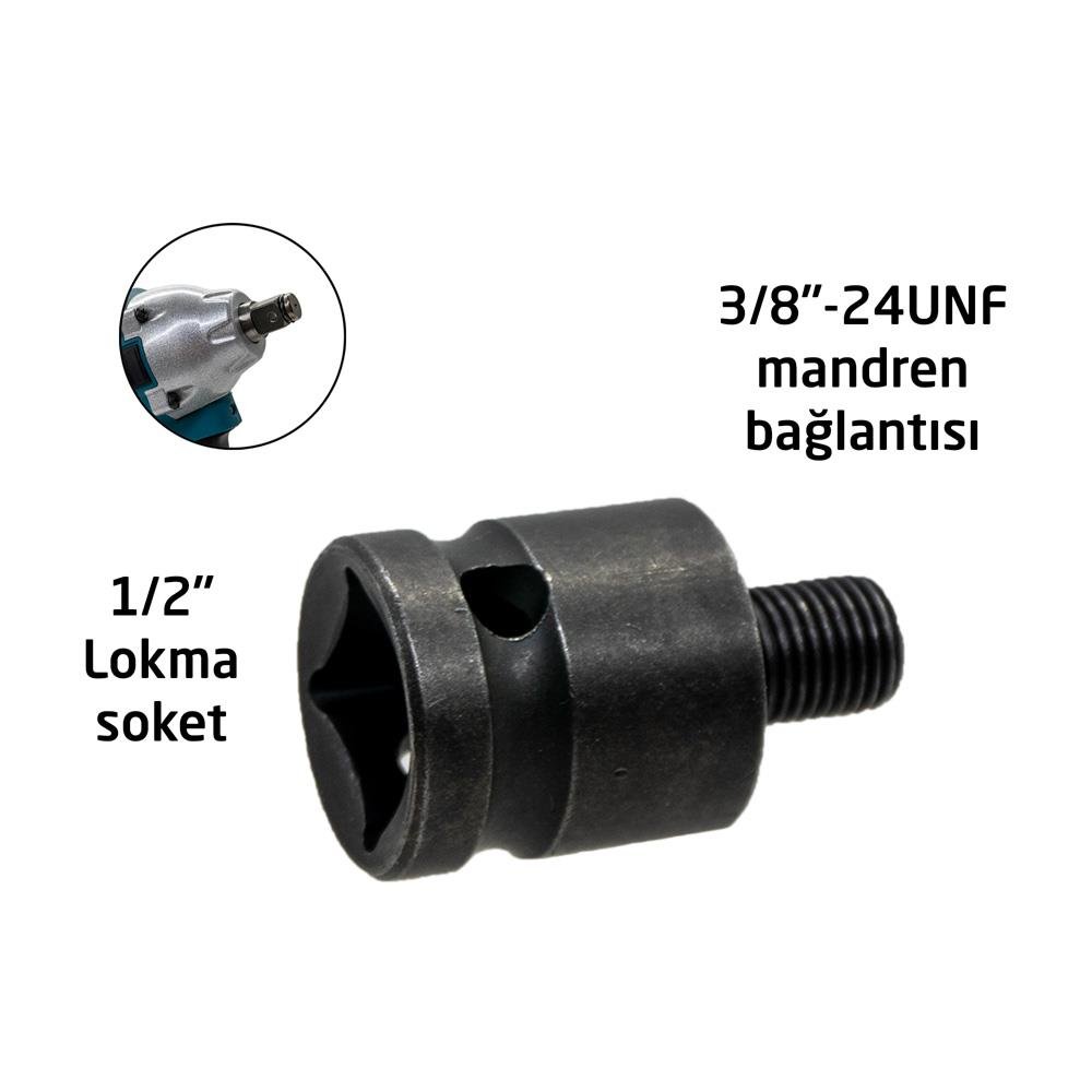 6263 1/2'' Somun Sökme Mandren Adaptörü 3/8''-24UNF nasıl kullanılır