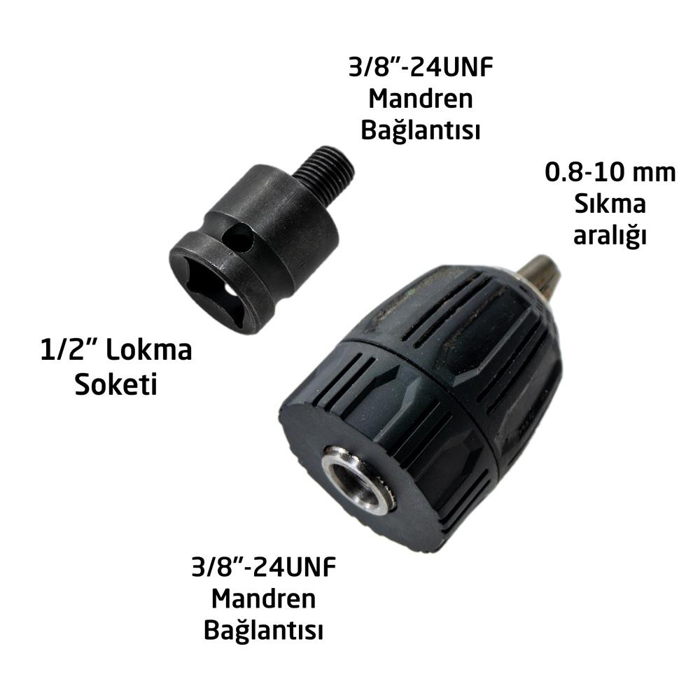 6265 Plastik Mandren 0.8-10mm 3/8''-24UNF (Somun Sökme Adaptörlü) nasıl kullanılır
