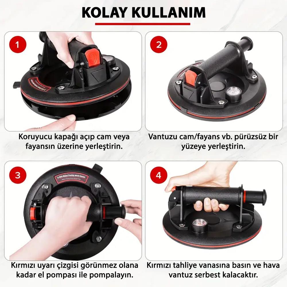 6273 Hava Pompalı Taşıma Vantuzu Basınç Saatli 20cm 250/300 Kg ne işe yarar