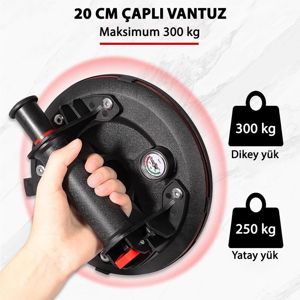 6273 Hava Pompalı Taşıma Vantuzu Basınç Saatli 20cm 250/300 Kg ne işe yarar