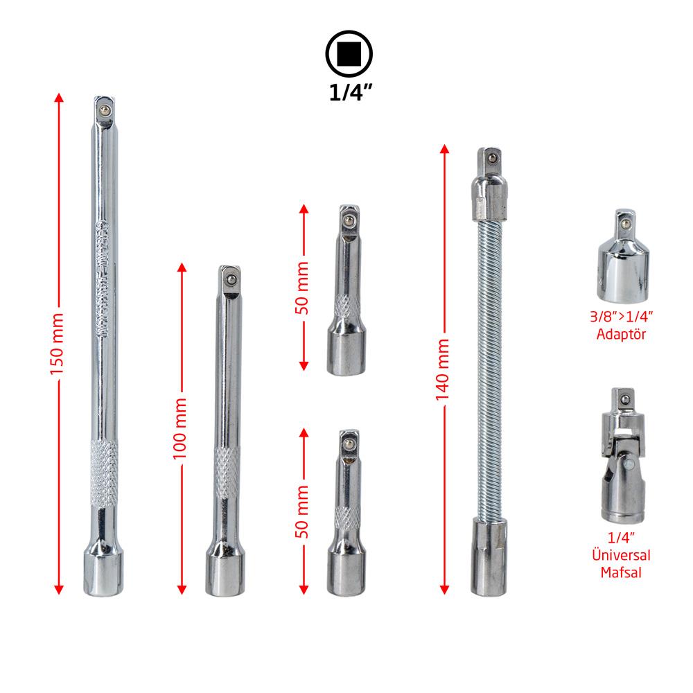 6497 1/4'' Lokma Uzatma Arakol Adaptör Seti 7 Parça ne işe yarar
