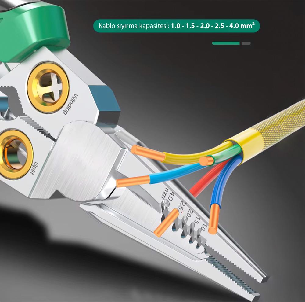 6504 Çok Amaçlı 8 Fonksiyonlu Elektrikçi Kablo Soyma Kesme Pensesi ne işe yarar