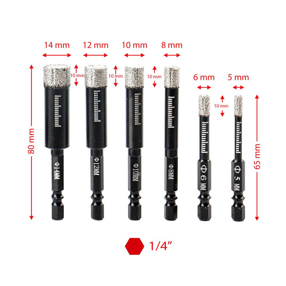 6508 Bits Saplı Cam Seramik Granit Fayans Delme Panç Seti 6 Parça nasıl kullanılır