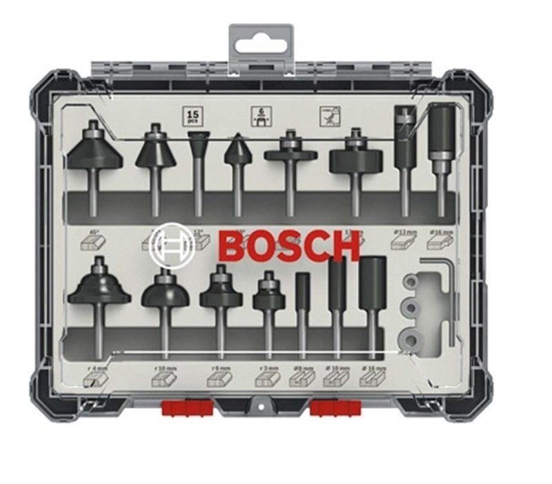 BOSCH 6 mm Profesyonel Ahşap Freze Bıçak Seti 15 Parça (2607017471) fiyatı