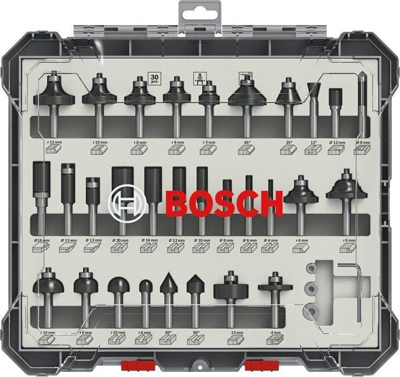 BOSCH 6 mm Saplı Profesyonel Ahşap Freze Bıçak Seti 30 Parça (2607017474) fiyatı