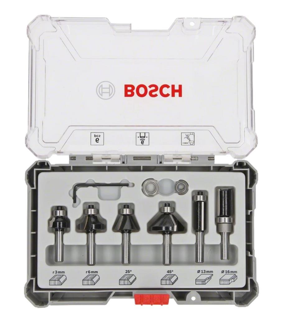BOSCH 6 mm Saplı Profesyonel Ahşap Freze Bıçak Seti 6 Parça (2607017468) fiyatı