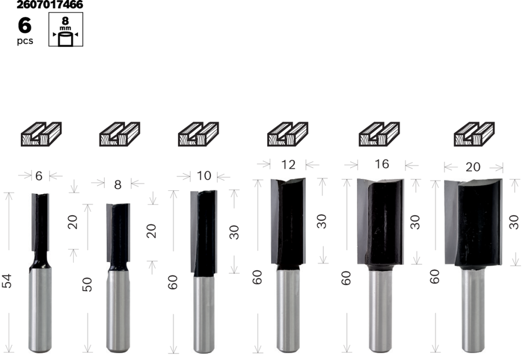 BOSCH 8 mm Saplı Profesyonel Ahşap Freze Bıçak Seti 6 Parça (2607017466) ne işe yarar