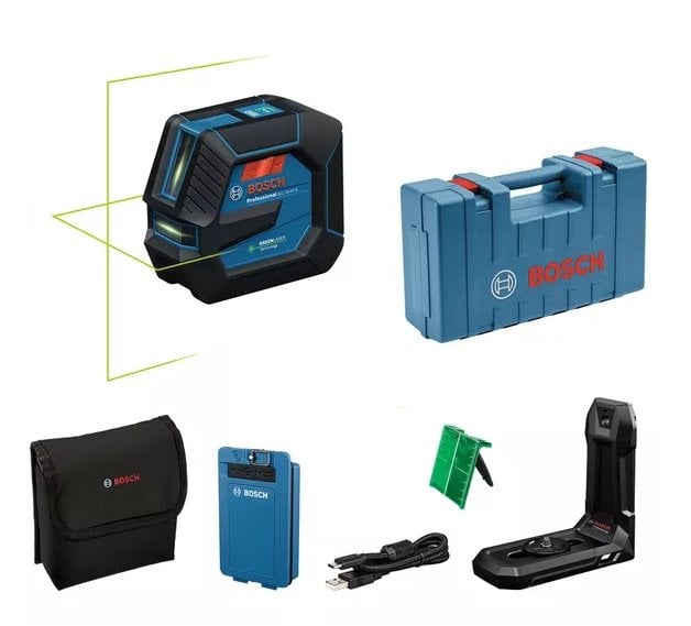 BOSCH GLL 20-22 G Akülü Yeşil Lazer Terazi Mıknatıs Aparatlı Çapraz Çizgili fiyatı