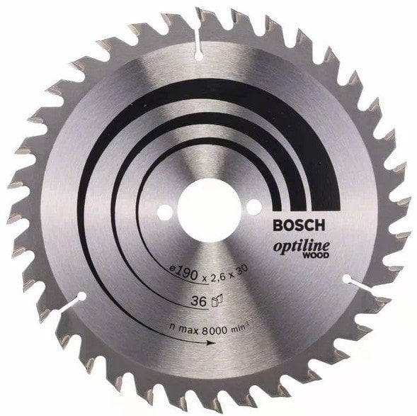 BOSCH Optiline Wood 190x30 mm 36 Diş Ahşap Daire Testere Bıçağı fiyatı