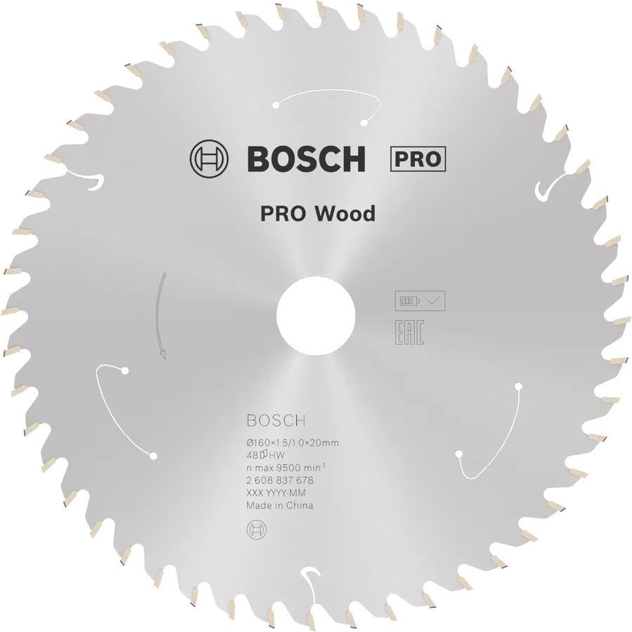 BOSCH PRO Wood  160x20x1,5 mm 48 Diş Ahşap Elmas Daire Testere Bıçağı fiyatı