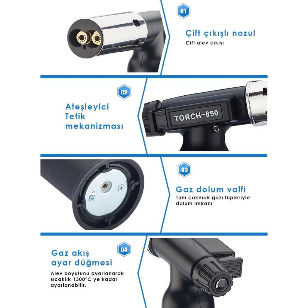 BS-850 Çift Alev Çıkışlı Bütan Gaz Torch Pürmüz Mavi Alev nasıl kullanılır