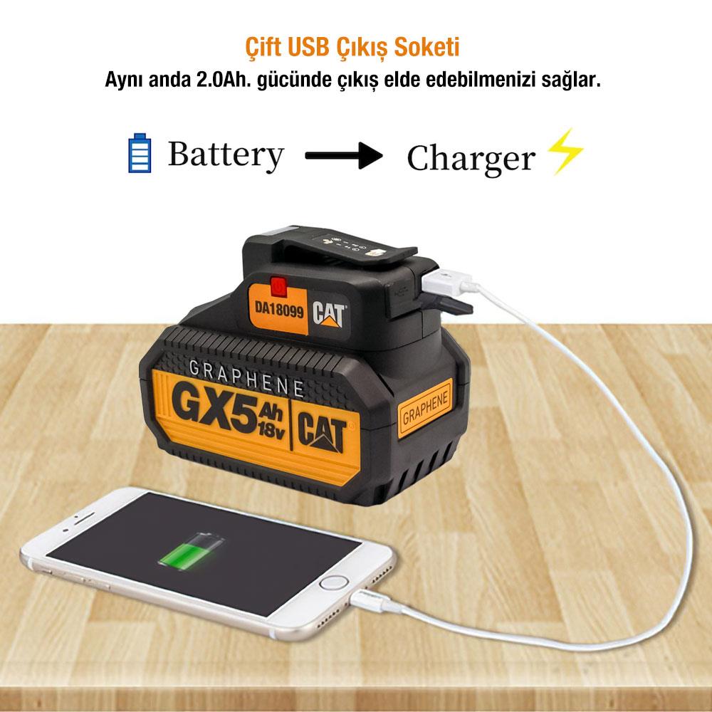 CAT DA18099 18Volt 2A Çift Çıkışlı USB Port + LED Fener (Akü Dahil Değildir) nereden bulurum
