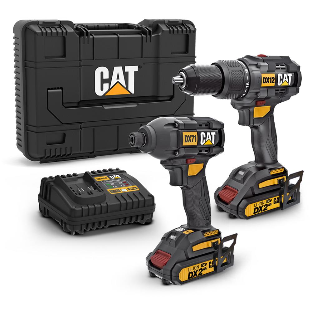CAT DX12K 18Volt/2.0Ah Li-ion Çift Akülü Kömürsüz Profesyonel Darbeli Matkap+DX71 Kömürsüz Darbeli Tornavida Kombo Set fiyatı