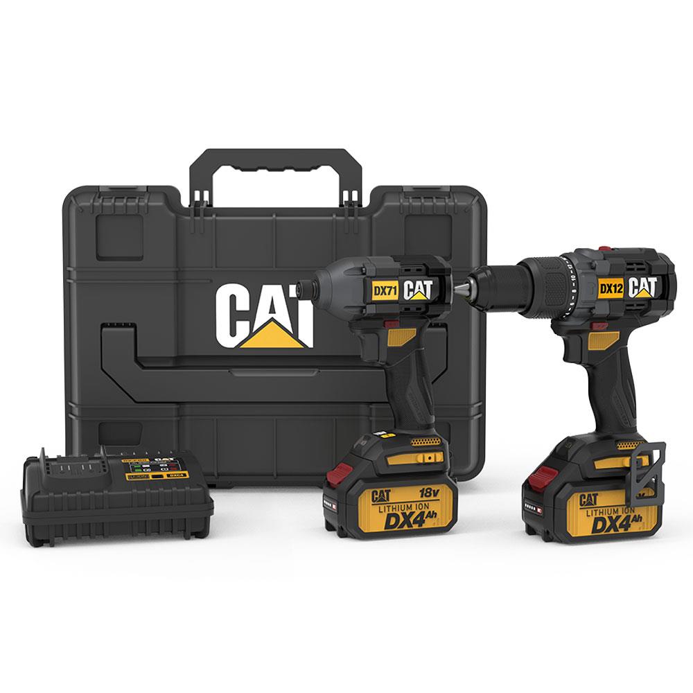 CAT DX12K.2 18Volt/4.0Ah Li-ion Çift Akülü Kömürsüz Profesyonel Şarjlı Darbeli Matkap + DX71.2 Kömürsüz Darbeli Tornavida Kombo Set fiyatı