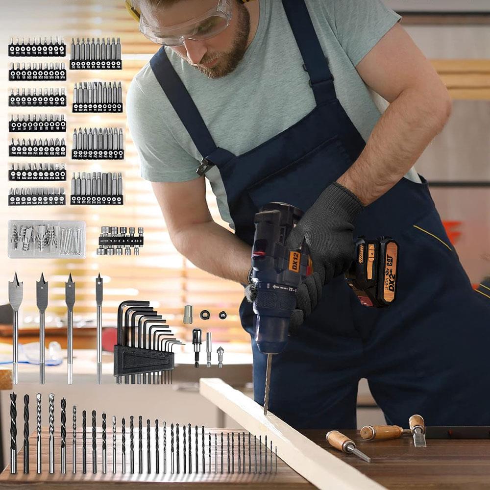 CAT DX12SET 18Volt/2.0Ah Li-ion Çift Akülü Kömürsüz Profesyonel Darbeli Matkap+DA01903 201 Parça Delme/Vidalama Uç Seti ne işe yarar