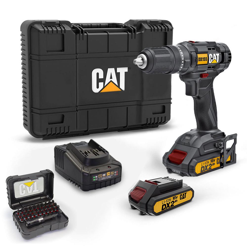 CAT DX155.1SET 18Volt/2.0Ah Li-ion Çift Akülü Profesyonel Şarjlı Darbeli Matkap + DA01901 32 Parça Vidalama Uç Seti fiyatı